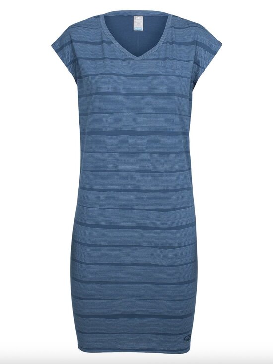 Icebreaker Dresses & Skirts - Icebreaker Merino Wool Cool-Lite™ BlueYanni Tee Dress Combed Lines sz L Outdoors